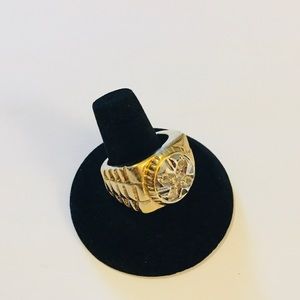 Men’s Gold & Clear Crystal Stones Ring